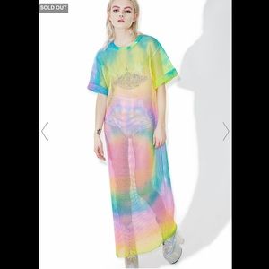 Dolls kill rainbow dawn mesh dress